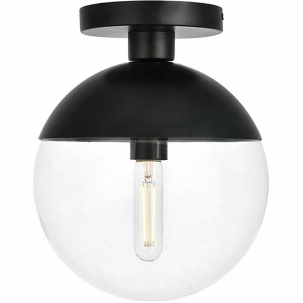 Cling Eclipse 1 Light Flush Mount Ceiling Light with Clear Glass; Black CL2955340